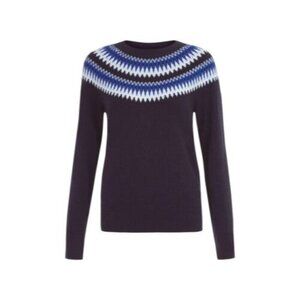 Hobbs London Greta Fair Isle Sweater Blue M